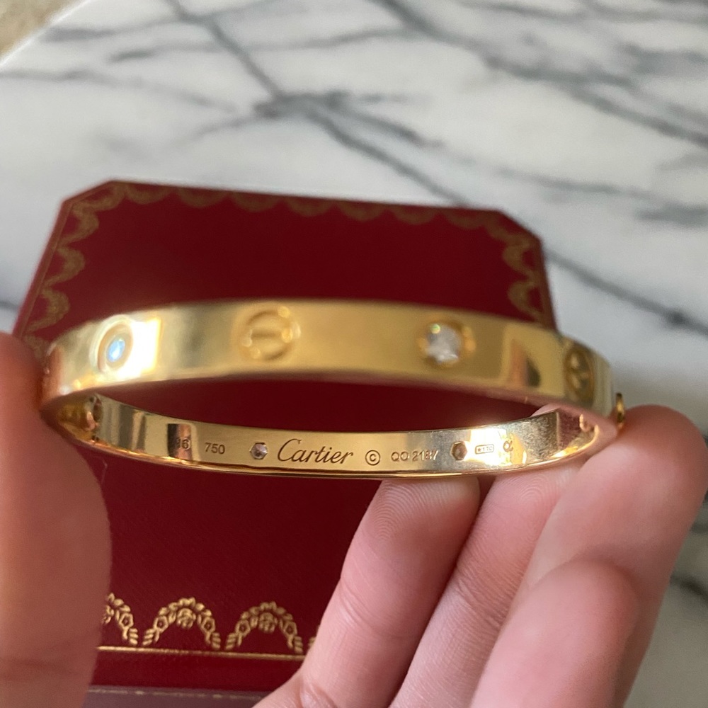 NFS. Cartier Love Bracelet 4 diamonds 16 Gold - Picture 1 of 11